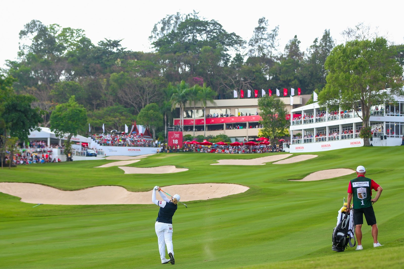 Siam Country Club Old Course near Pattaya, Thailand, mature fairways and water